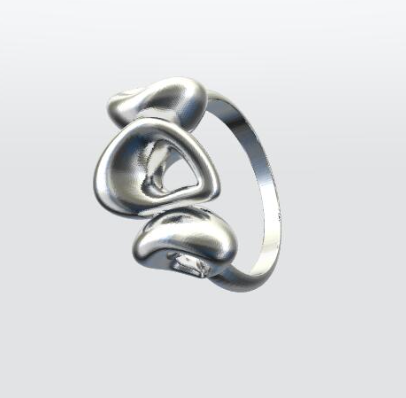 2flower ring silver polished