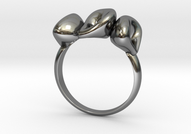 3flower ring silver polished
